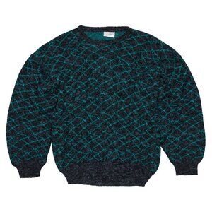 Black Star (Italy) 80s Spider Web Jacquard Melange Yarn Jumper : L